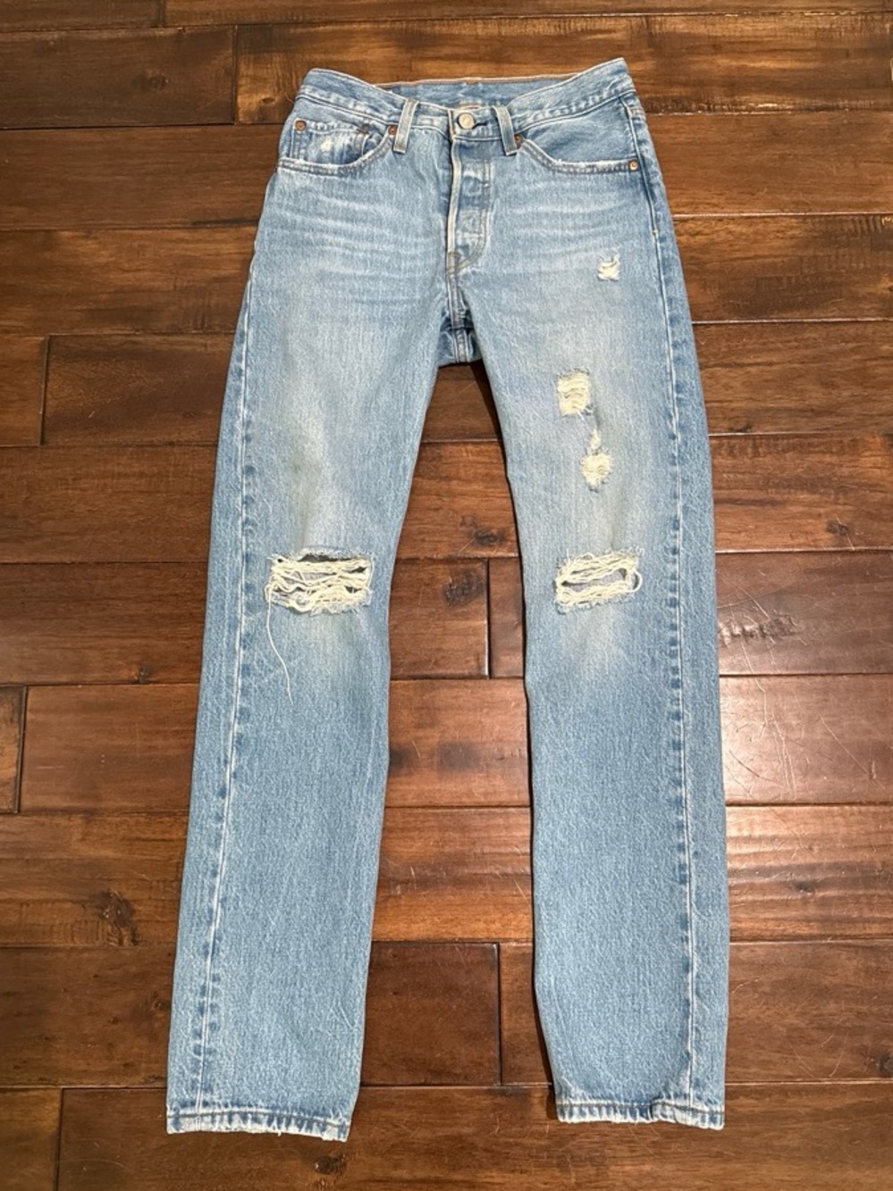 Levi's Light Blue Slim Straight Distressed Jeans
